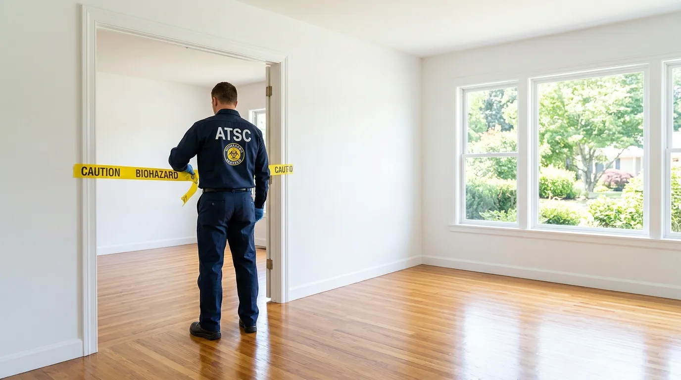 Certified biohazard cleanup crew performing Decomposition Cleanup in Crescent City